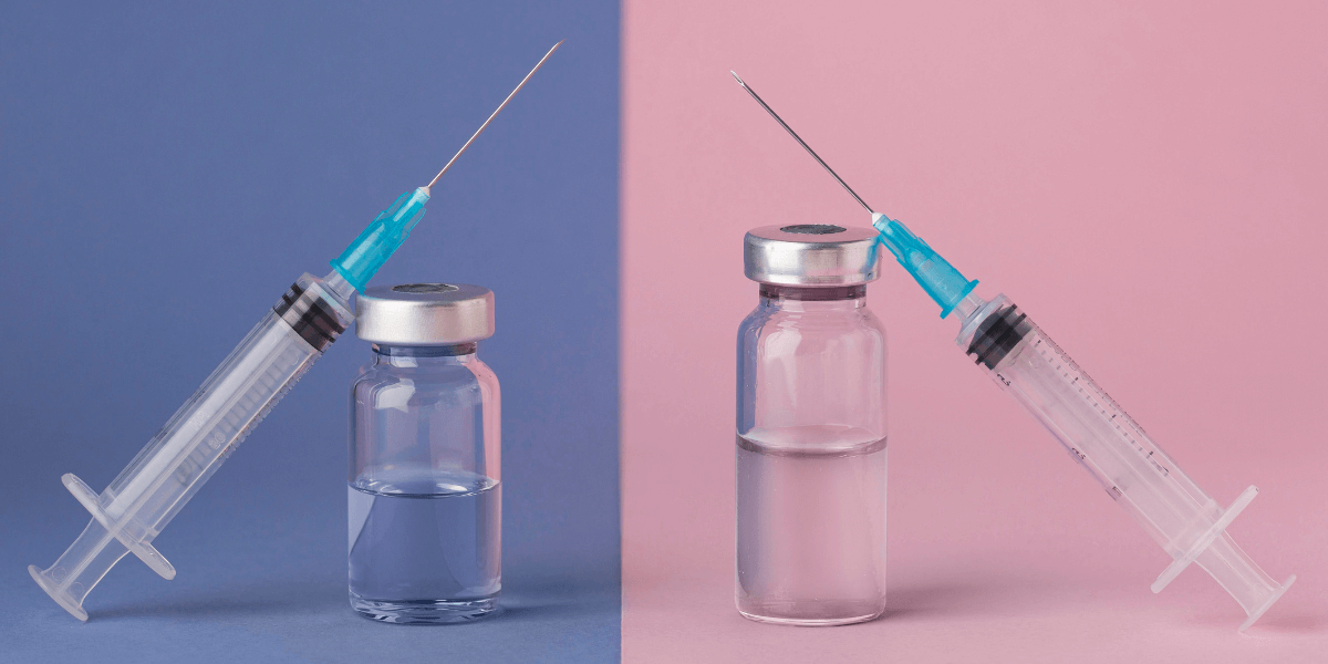 A comparison of two injections displayed side by side in a frame