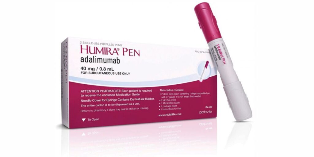 Humira Pen (adalimumab) 40 mg/0.8 mL packaging and injector for treating autoimmune conditions